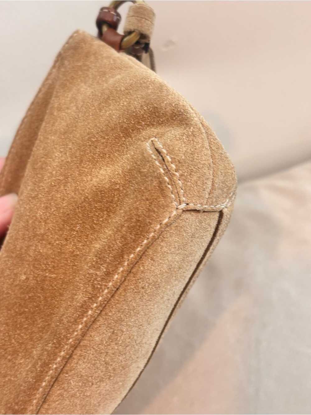 COACH Y2K Leatherware Tan Suede Tassle Wristlet - Picture 11 of 14